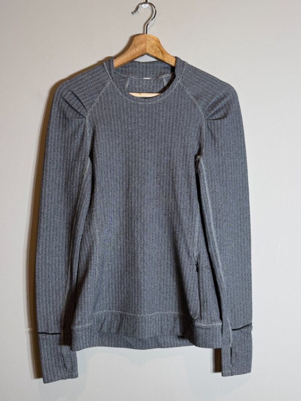 Lululemon Think Fast Long Sleeve Top Womens 6 Heathered Herringbone Workout Rulu - Picture 5 of 15